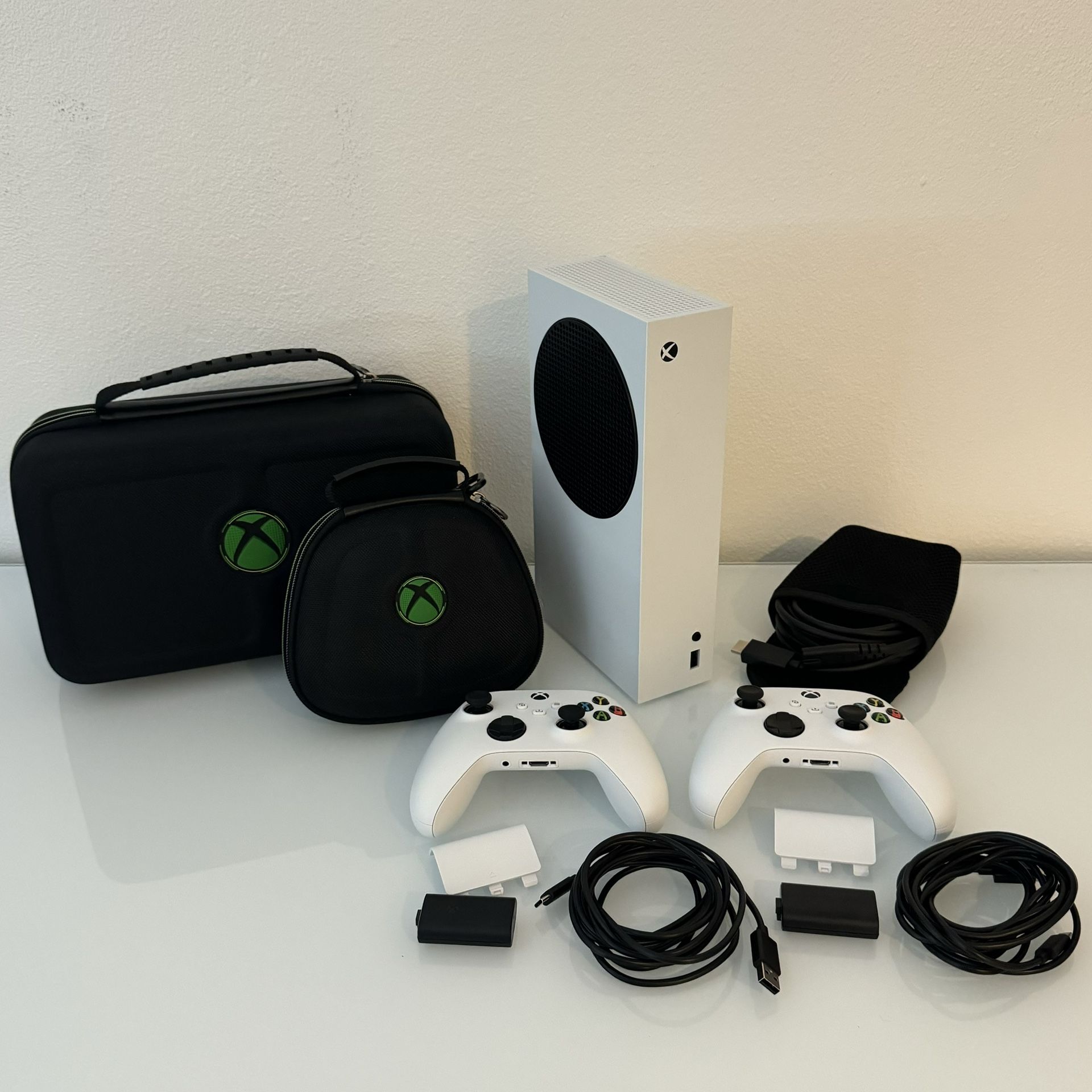 Xbox Series S 512GB White with 2 Official Xbox Series X/S Controllers White and Official Cases