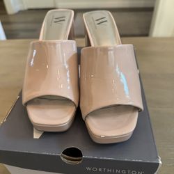 Ana -  Beige Slide On Heels Size 6.5