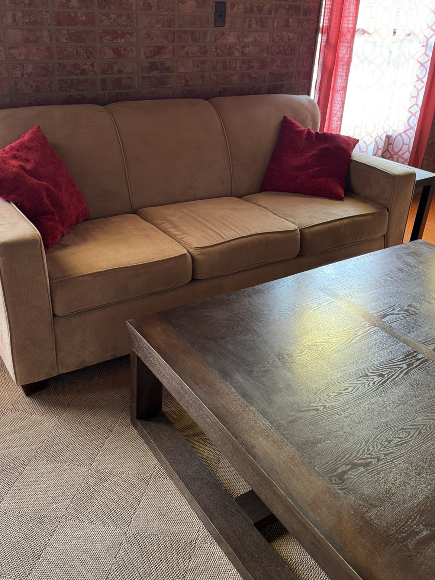 Sofa + Armchair Set with Wood Coffee Table