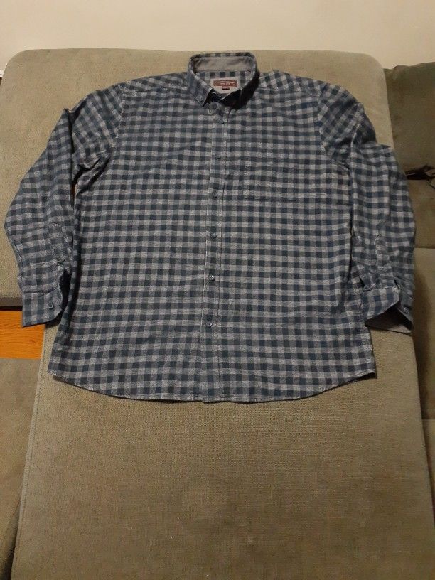 Johnston & Murphy Since 1850 Shirt Men's Large Blue Plaid Button Up Long Sleeve