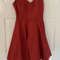 Red Sparkly Short Flowing Party Dress Size 5