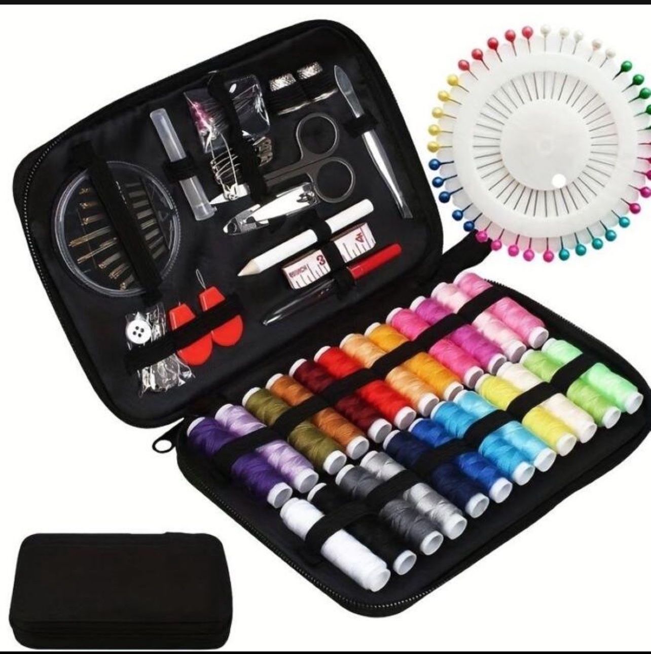 1set Solid Sewing Machine Thread Kit, Minimalist Fabric Portable Hand Sewing Thread For Sewing