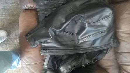 Heavy leather riding jacket