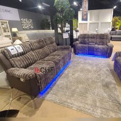 modern living room reclining sofa and loveseat set  // July Sale  