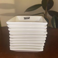 10-NEW/ small white ceramic square dish by the brand Newborn Table Ware.