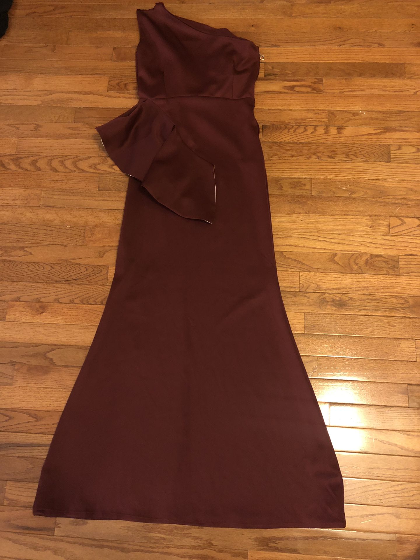 Burgundy Gown with ruffles