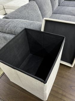 Beige Fabric Storage Cube