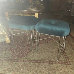 Aqua Velvet Stools 