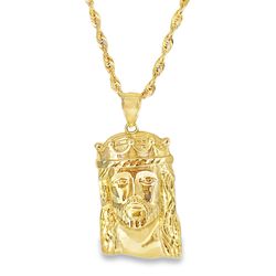 10k Yellow Gold Jesus Crown Pendant