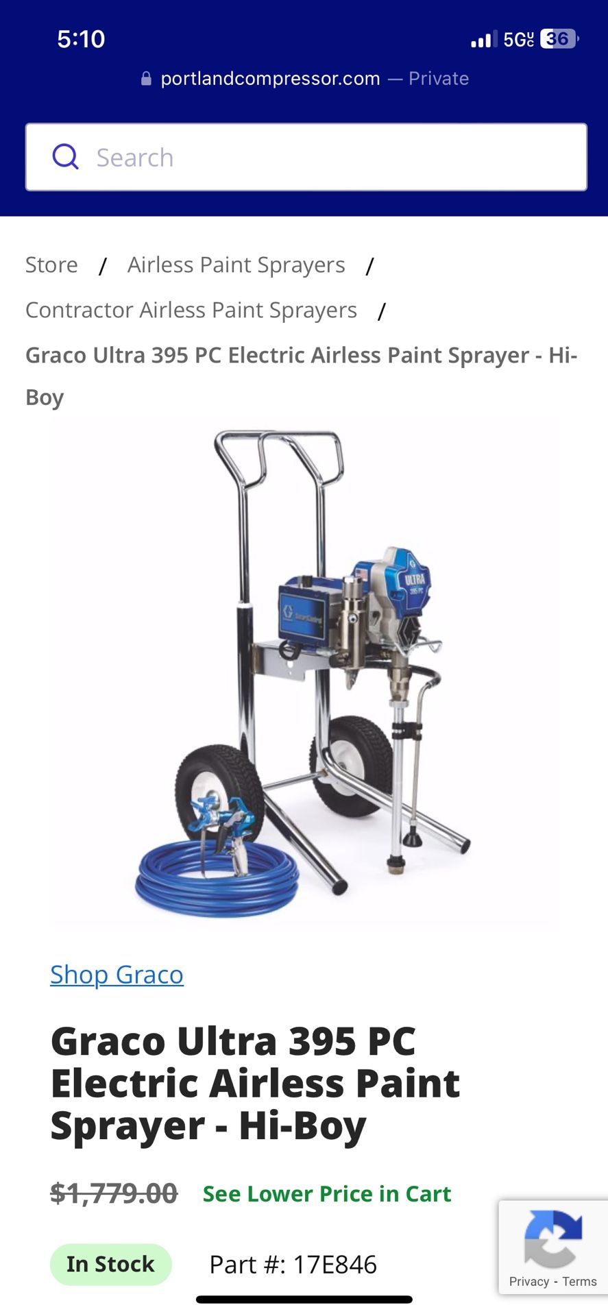 Ultra 395 PC Electric Airless Sprayer, Lo-Boy