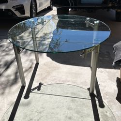 Glass Breakfast Table/ Adjustable Leafs