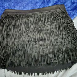 Express Black Fringe Skirt (Size 4)
