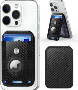 Amzone Mag-Safe Wallet with AirTag Holder,Magnetic Wallet with Adjustable Stand, Mag-Safe Phone Wallet for iPhone 14/13/12 Series,7 Card Slots,Vegan L