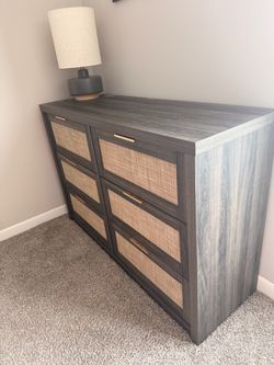 Modern Wood Storage Unit - Gray/Beigeo