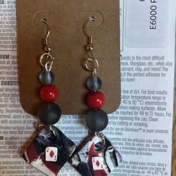 Handmade Harley Quinn Inspired Marbled Earrings