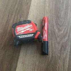 Milwaukee Magnetic 25ft Measuring Tape&marker 