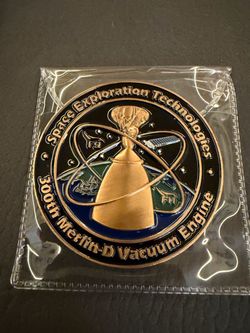 Space Exploration Technologies 300th Merlin-D Vacuum Engine Challenge Coin