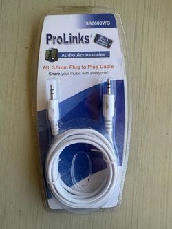 Prolinks 6 Ft FEET Stereo Male to Male 3.5 mm SS0600 WG