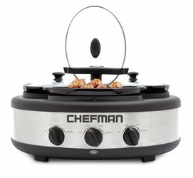 Chefman Triple Slow Cooker - Stainless Steel