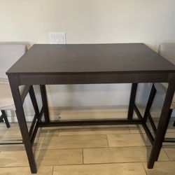 Brown Dining Table W/ 2 Barstools 