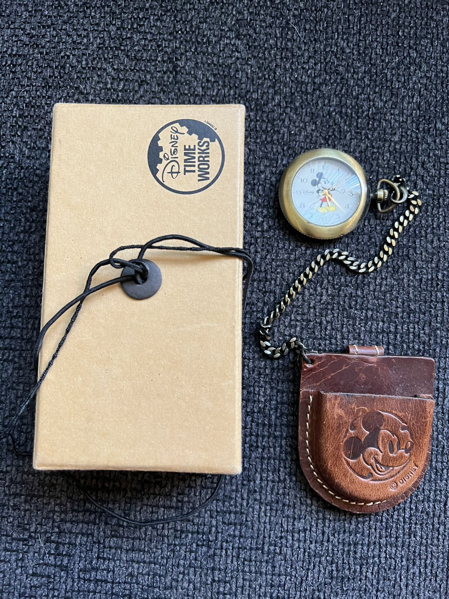 Vintage 90's Disney Time Works Mickey Mouse Pocket Watch Complete