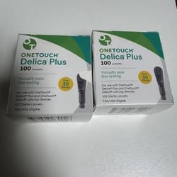 One Touch Delica Plus 200 Count 2 Boxes 100 Each 