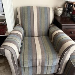 Striped Armchair with Matching Ottoman