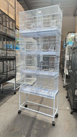 4 Of Stackable Parrots Birds Flight Breeding Breeder Cages With Removable Rolling Stand
