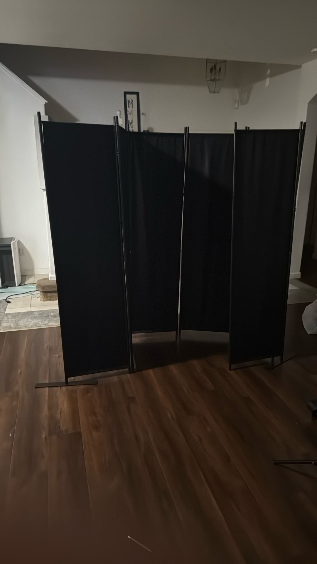Panel Folding Privacy Screen 9ft Wide, 6ft Tall Partition Room Divider Portable Office Walls Dividers, Black