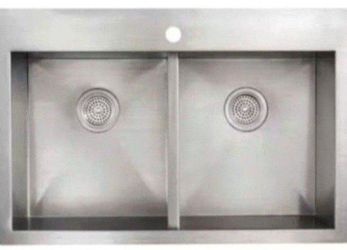 KOHLER Vault Drop-In/ Dual Mount Stainless Steel 33 in. 1-Hole Double Basin Kitchen Sink