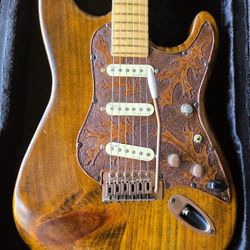 Stratocaster Custom Luthier Build Guitar hand Tooled Leather PG w HSC Strat
