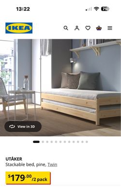 Stackable bed, pine, Twin