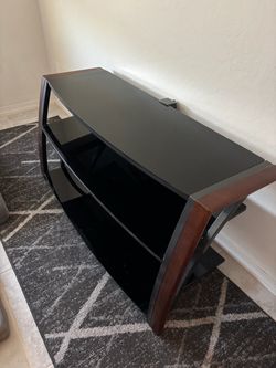 3-Tier Black Glass TV Stand