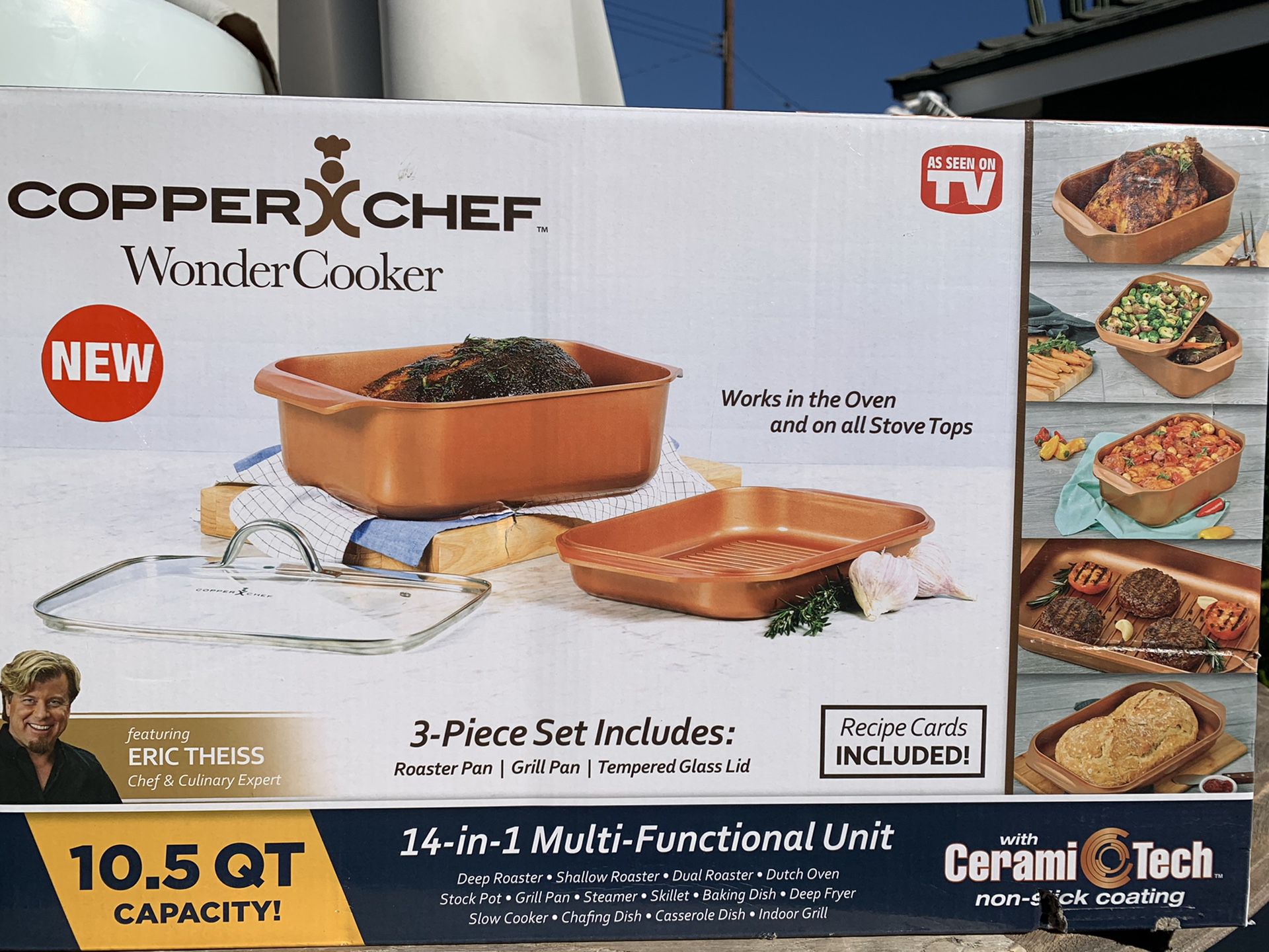 Copper chef set roaster grill pan