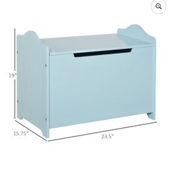 Qaba Kids Toy Chest Wooden Toy Storage Organizer Chest Box with Magnetic Hinge, Large Storage Space, & Groove Handle, Blue