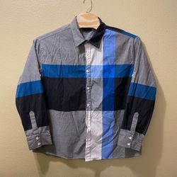 Men’s 5XL / 5TG Swiss Cross Gray Color Block Dress Shirt (Fits Like A 2XL)