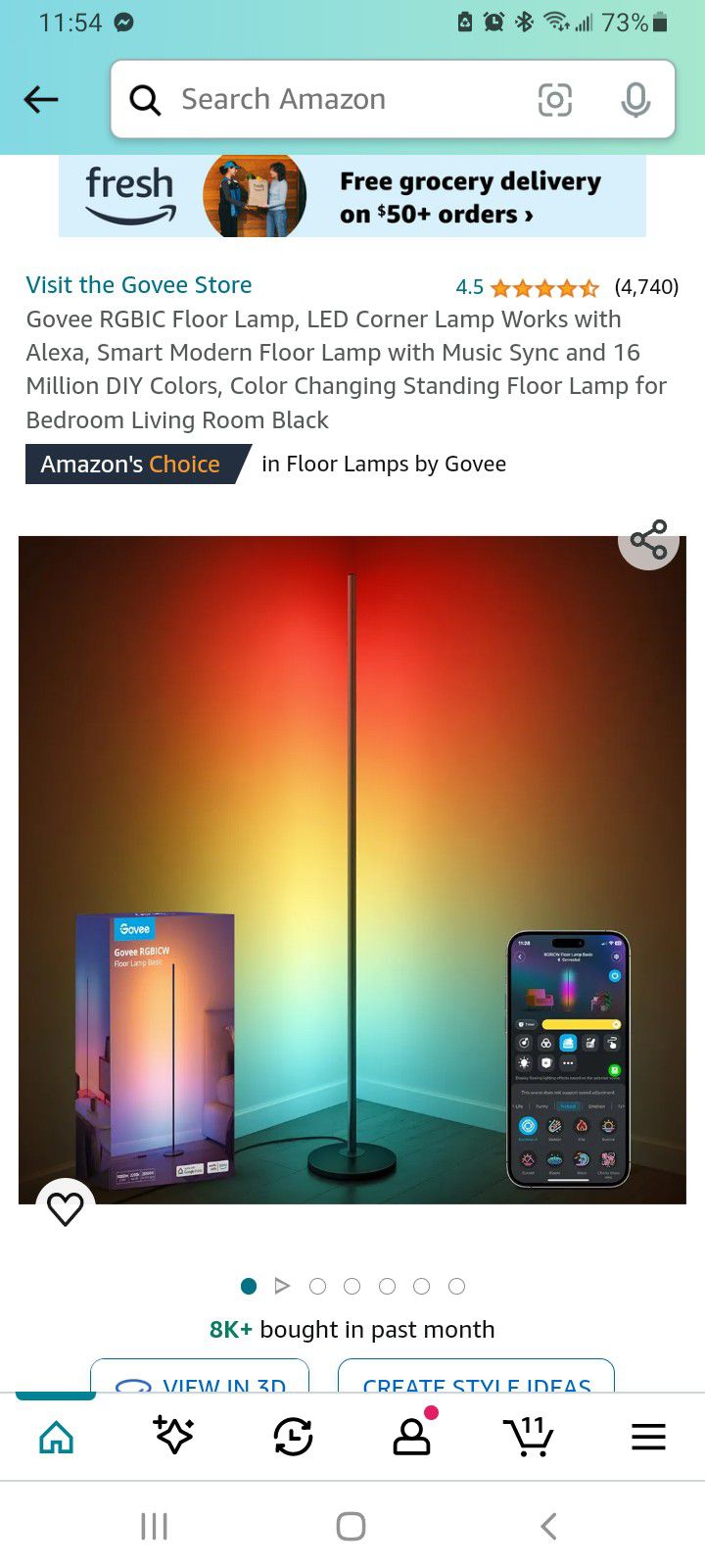 2 GOVEE RGBIC LED SMART MODERN FLOOR LAMPS $150