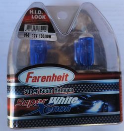 Farenheit H4 Super White Xenon Halogen Headlight Bulbs 90W/100W 12VDC