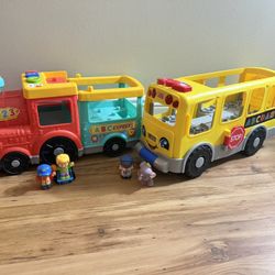 Fisher Price Little People School Bus and ACB Animal Train