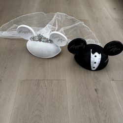 Wedding Mickey And Minnie Ears! Like New! 