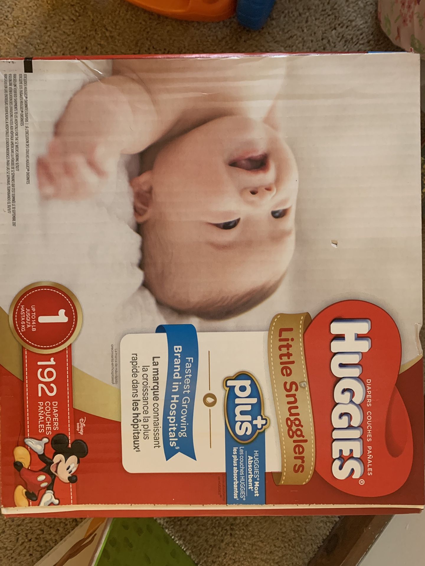 Huggies size 1 diapers , little snugglers. 192 diapers