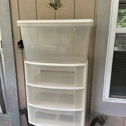 Plastic storage box and plastic dresser, both for $20.00