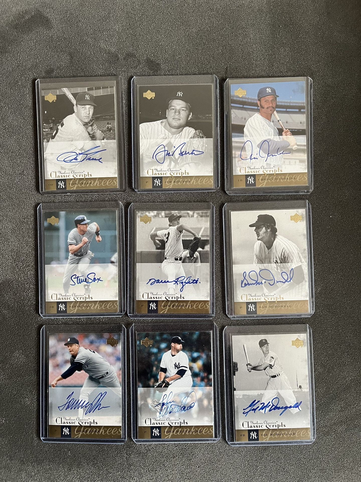 Collection Of 9 2004 UpperDeck Yankees Classic Scripts Autographed Cards