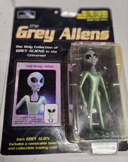 Grey aliens of zeta reticuli Tall Grey Alien 90s rare toy on card