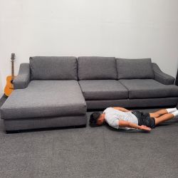 60% OFF: Lodge Slate Grey 2 Piece 139" Sectional Couch With Left Arm Facing Oversized Chaise - We can deliver