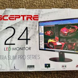 Sceptre E249W-19203R 24-inch FHD LED Gaming Monitor 2X HDMI VGA 75Hz Build-in Speakers, Machine Black