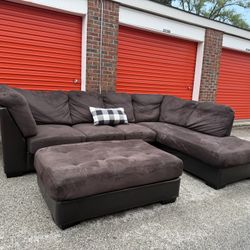 Two-Piece Brown Sectional with Chaise Lounge on Right-Hand Side! ***Free CurbSide Delivery***