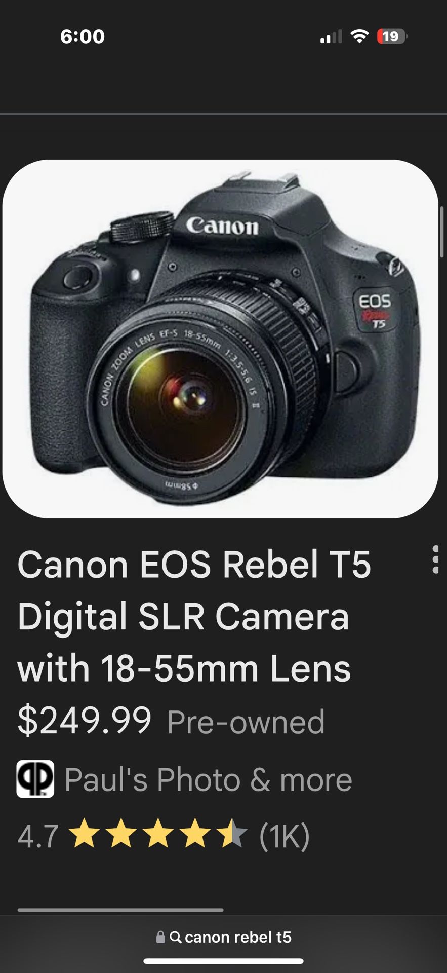 Canon Camera Rebel T5 & T6 