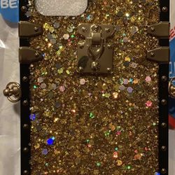 Silicone Shiny Gold Case For Use w/ Iphone 12 & 12 Pro   