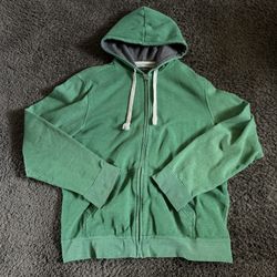 Vintage Green Full Zip Up Hoodie Size Large